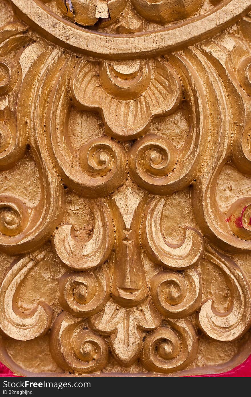 The wood carve on the door in thai temple