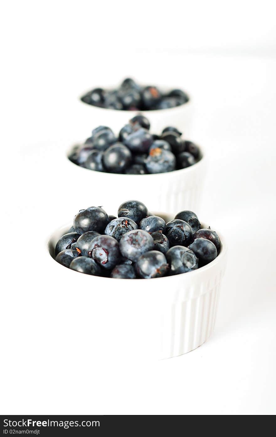 Three servings of blueberries