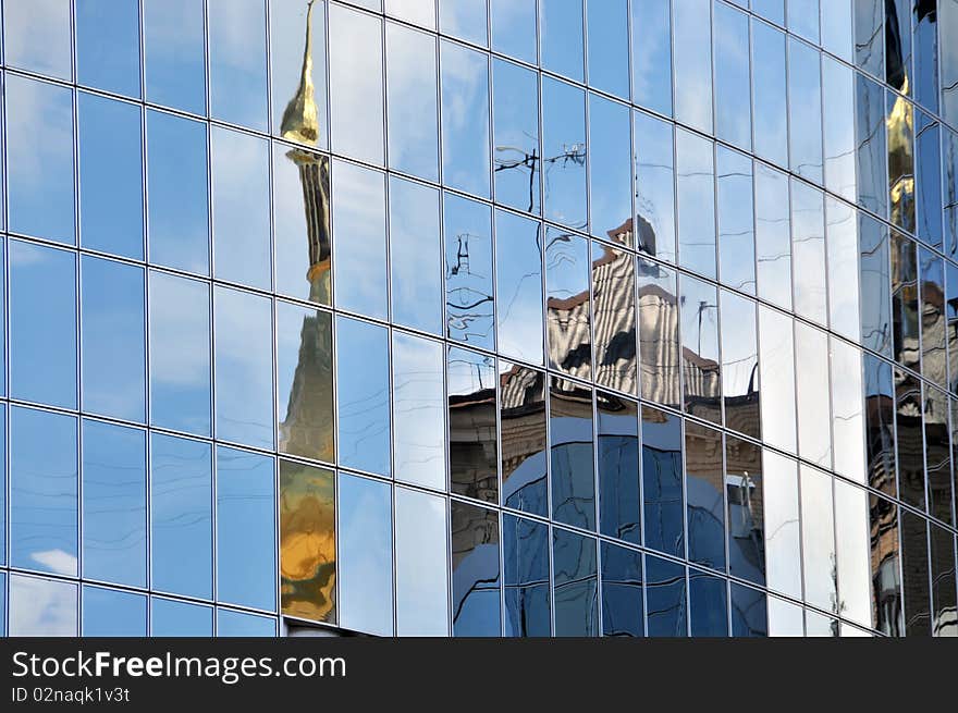 Building mirroring reflecting window modern old historical Christians kiev ukraine gold religious religion god detail landmarks. Building mirroring reflecting window modern old historical Christians kiev ukraine gold religious religion god detail landmarks