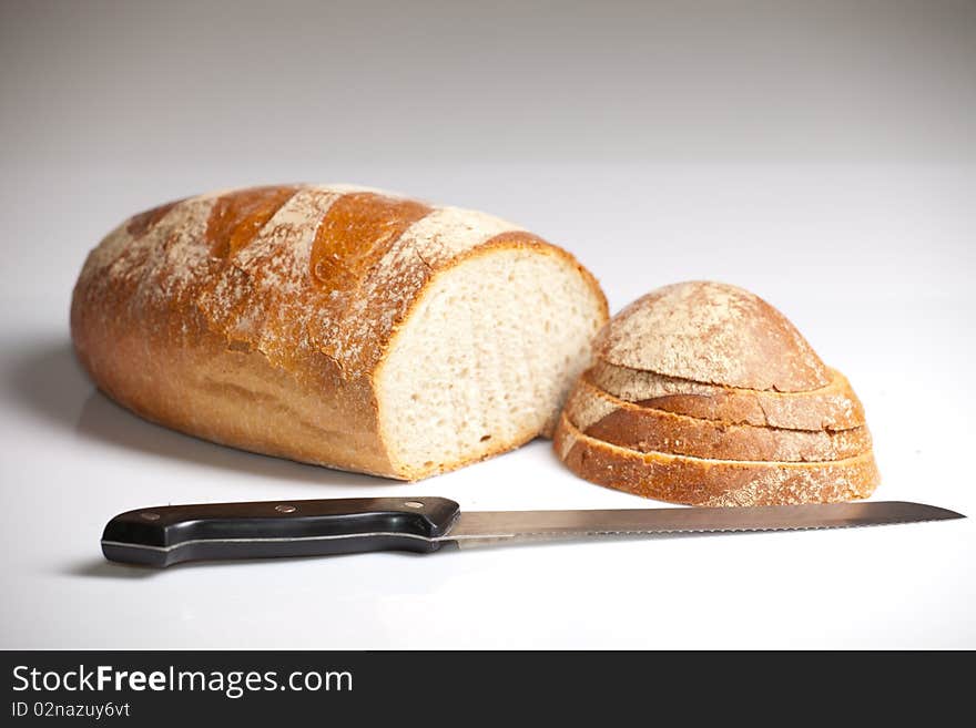 Fresh white natural wheat bread. Fresh white natural wheat bread