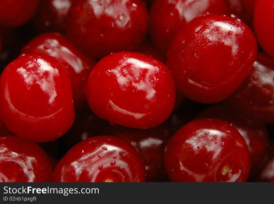 Cherry with droplets