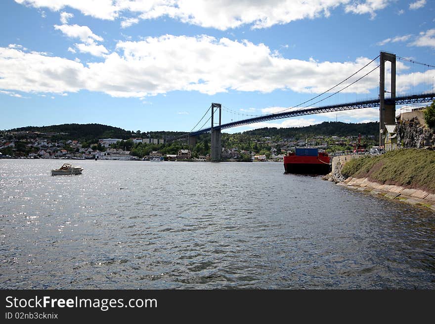 Brevik Bridge In South Norway.