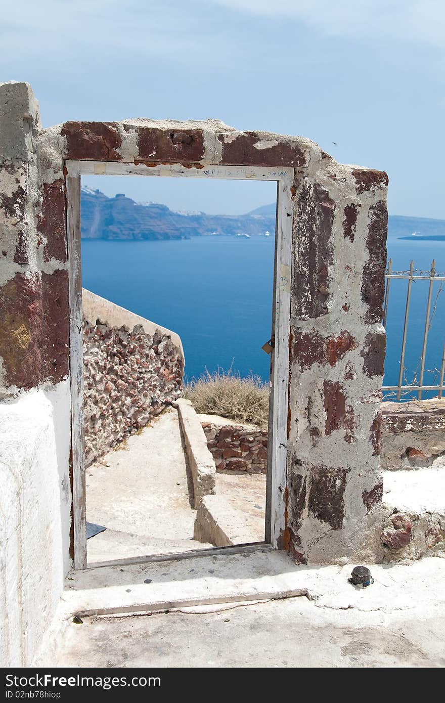 Santorini beautiful volcanic island in Greece landscape with blue churches, windmills and volcanic caldera