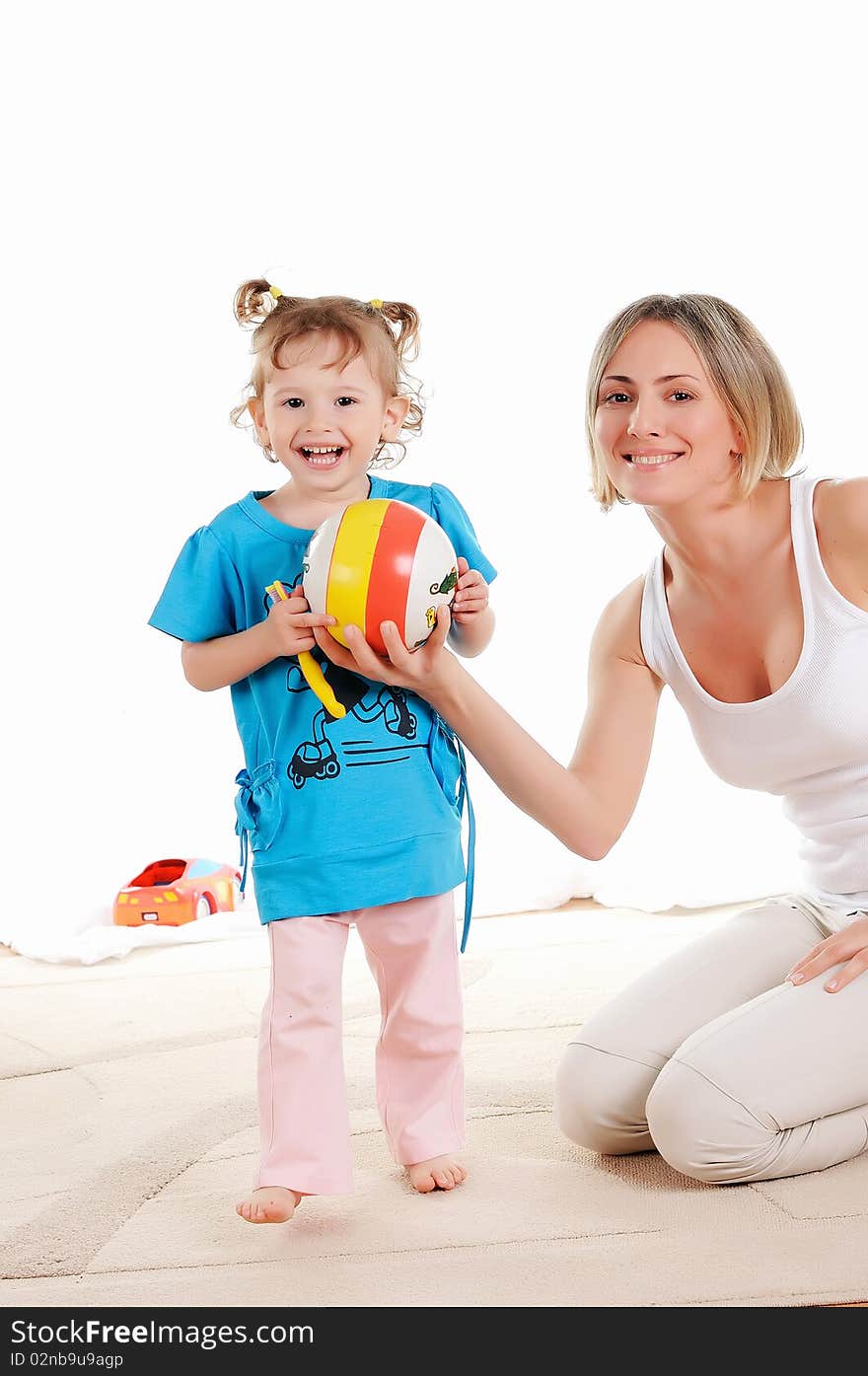 Young mother and her young daughter spent time together