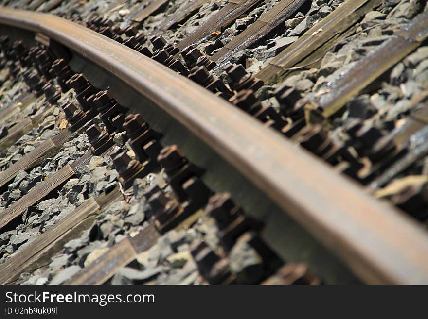 Closeup on a train track