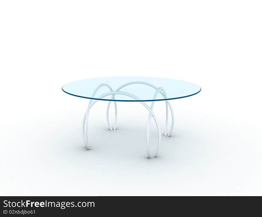 Illustration of a glass table on metal legs