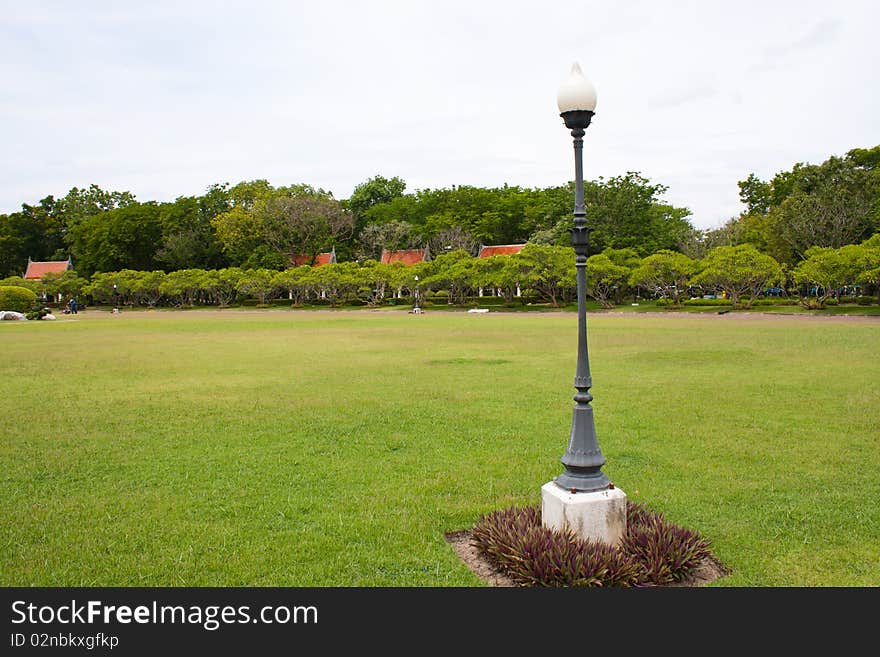 Lamp on the yard in the park