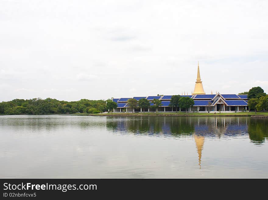 Temple in the park, temple on the water