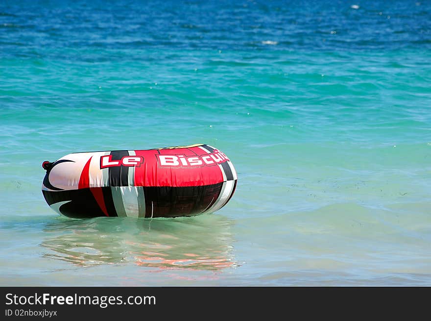 Inflatable ring on the sea