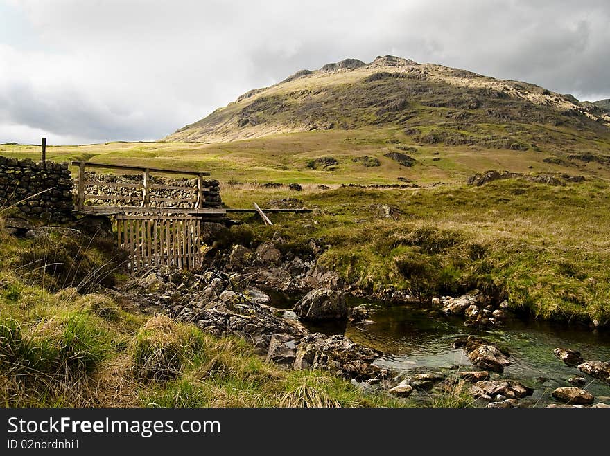 A landscape in the Lake District, England.