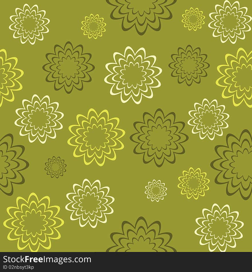 Seamless background with flowers on green