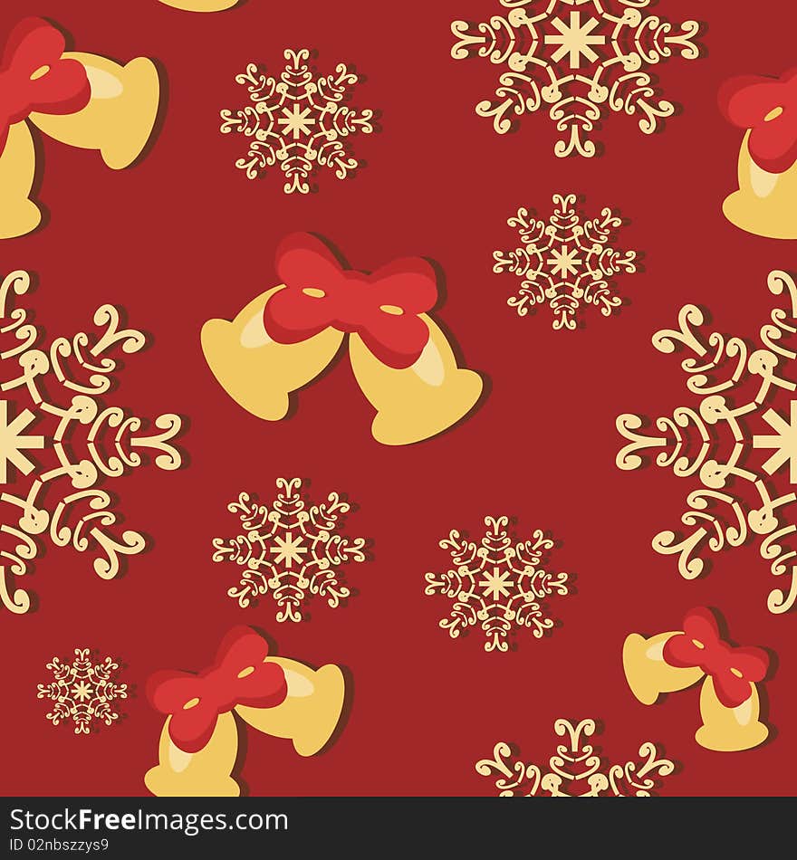 Seamless New Year and Christmas background on red