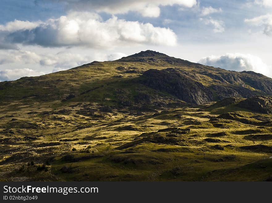 A landscape in the Lake District, England.