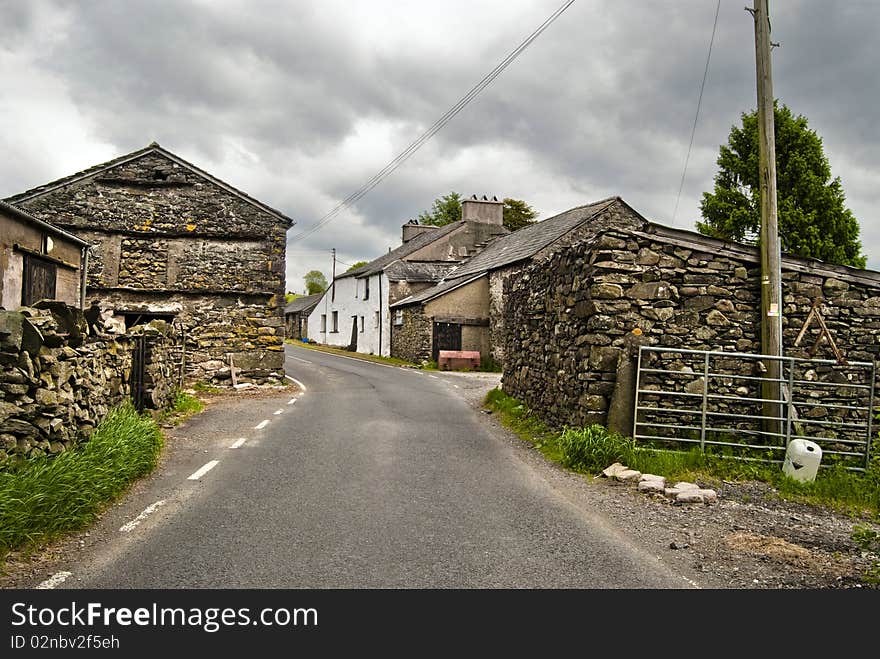 A farm in the Lake District, England. A farm in the Lake District, England.