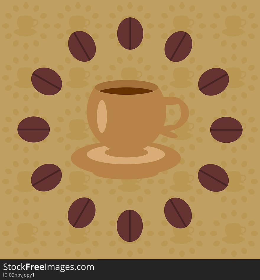 Cup of coffee on brown background