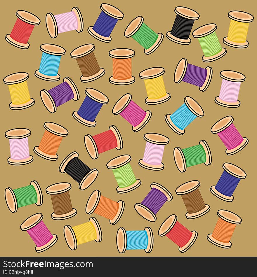 Background with reels of thread