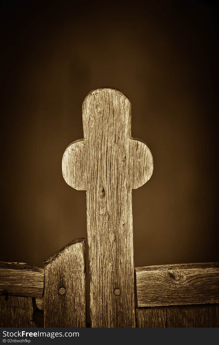 Old vintage traditional wooden cross