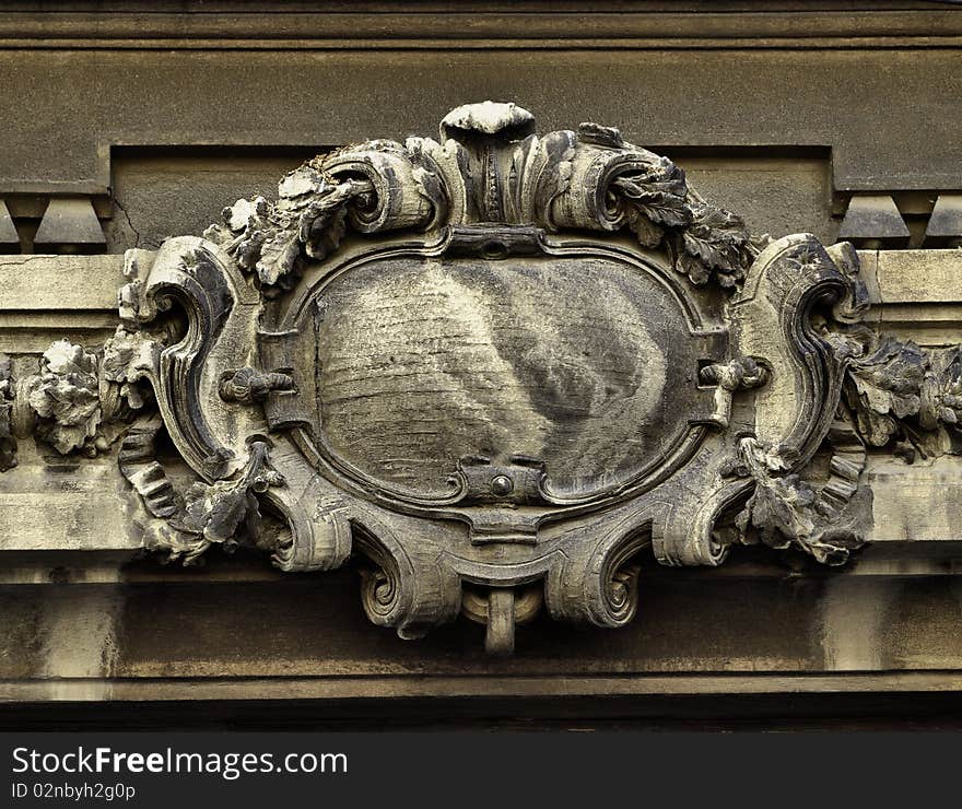 Close up with an old stone banner. Close up with an old stone banner