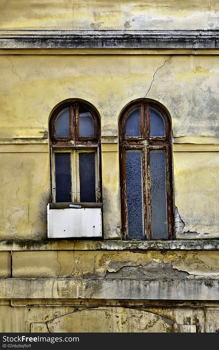 Close up with old damaged windows. Close up with old damaged windows