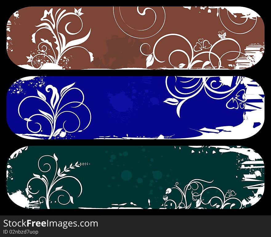 Illustration of set abstract grunge banners. Vector