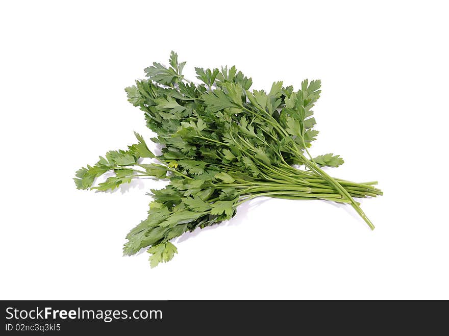 Sheaf of green parsley, isolated over white background