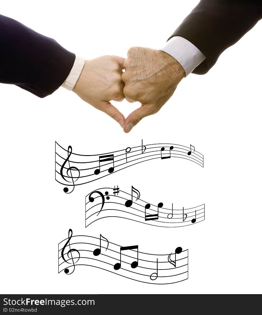 Musical notes and heart