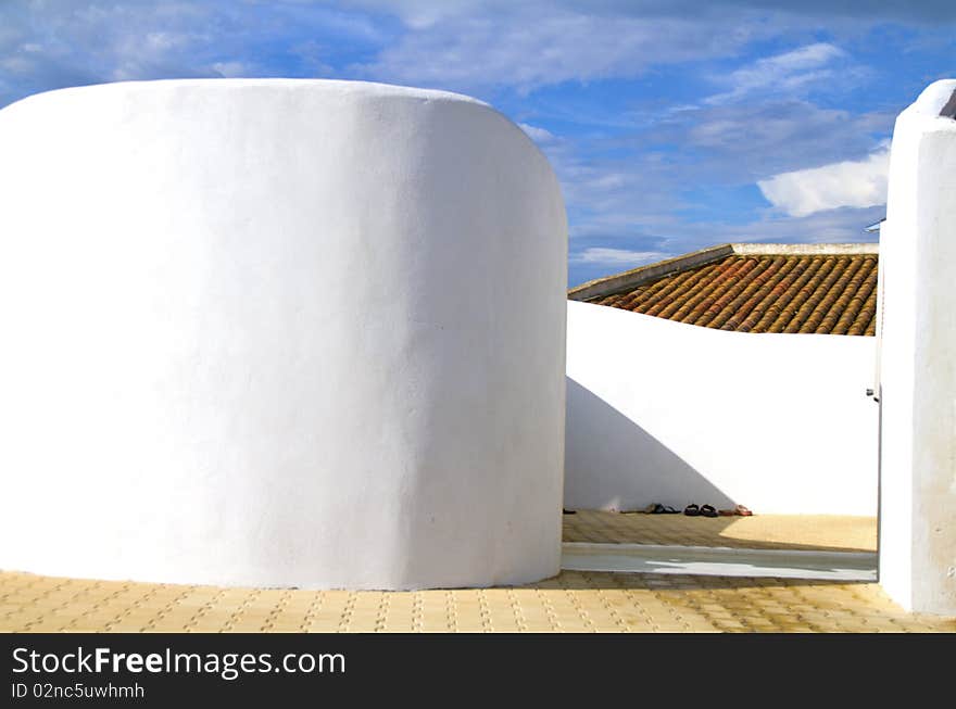 White walls with blue skies and sunny