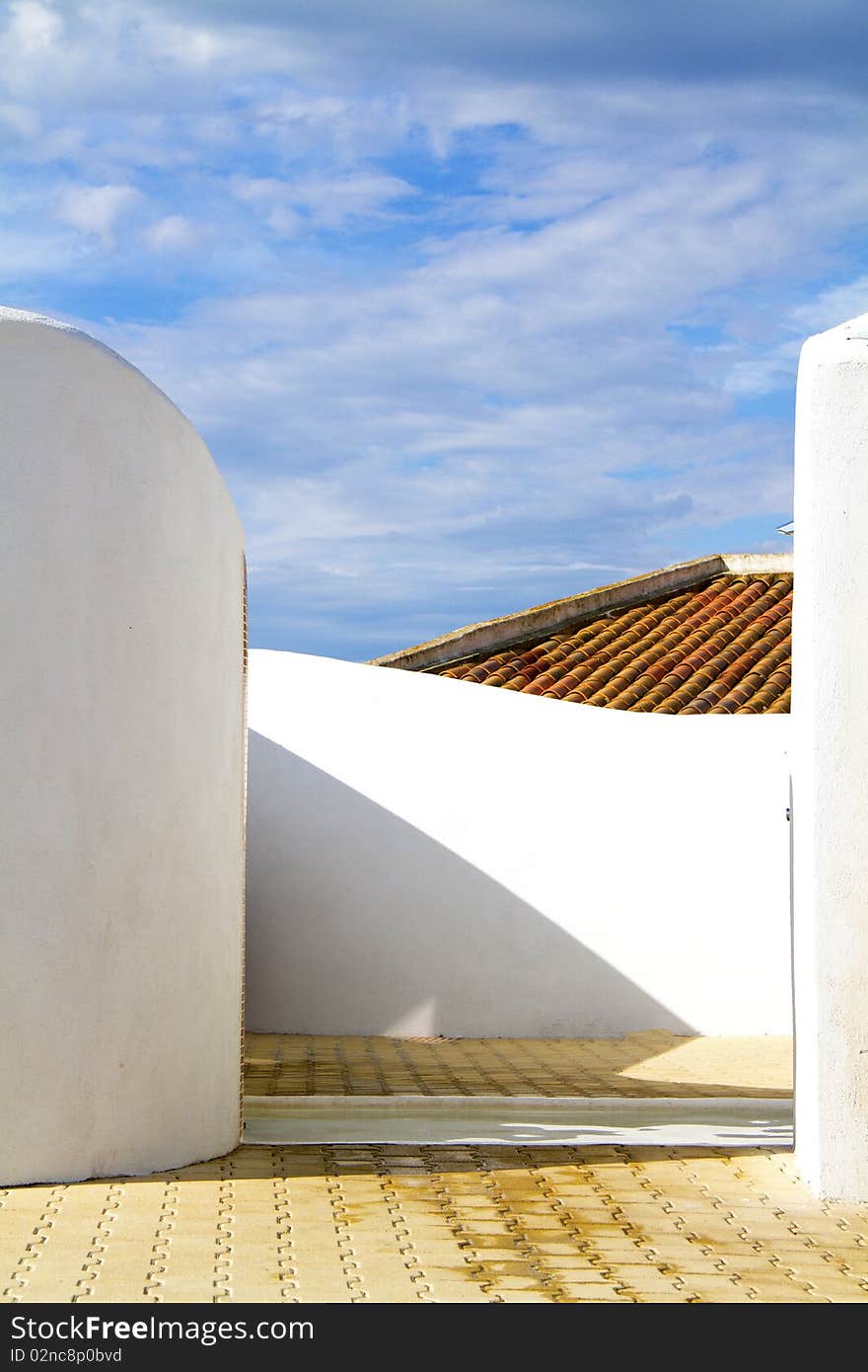 White walls with blue skies and sunny