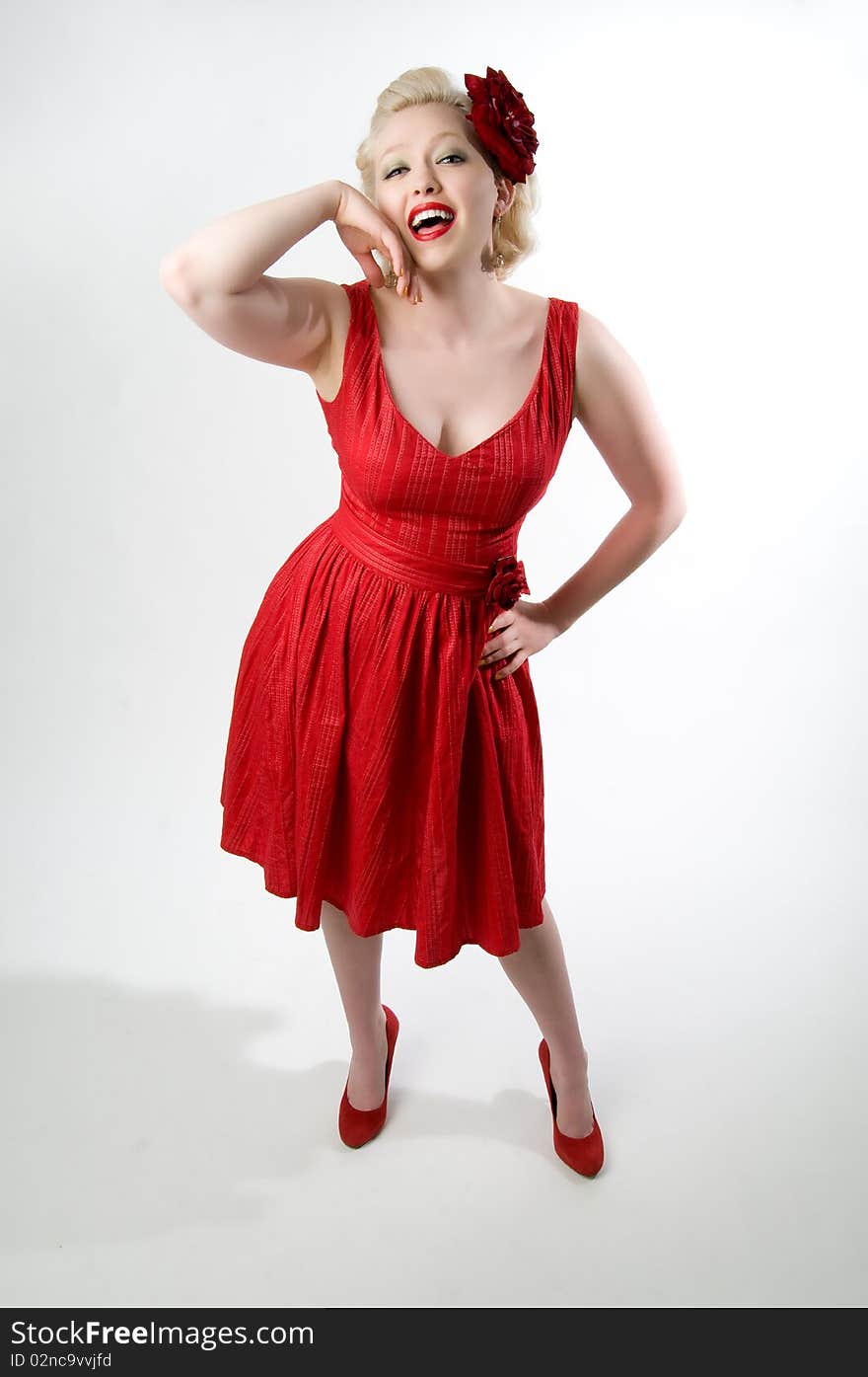 Pinup Girl In Red Dress