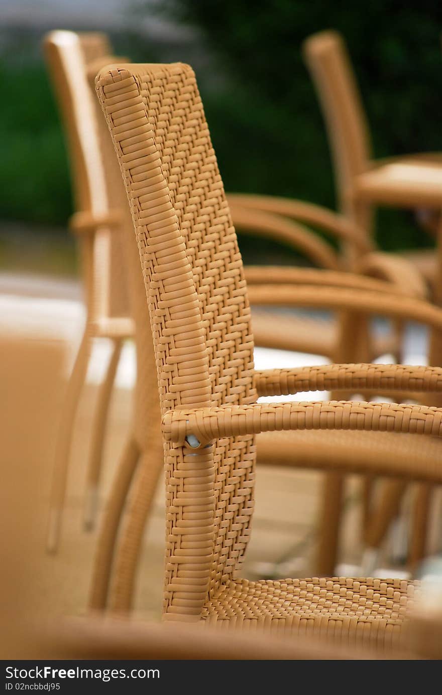 Some straw chair isolated outdoor.