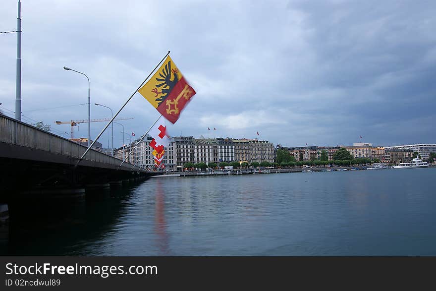 Switzerland, Geneva, view of Lake Geneva