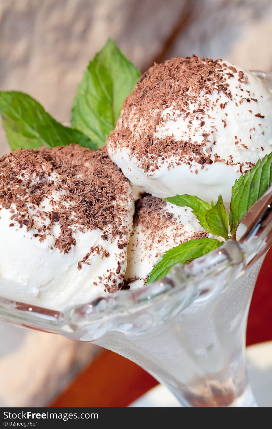 Fresh chocolate ice cream close up shoot