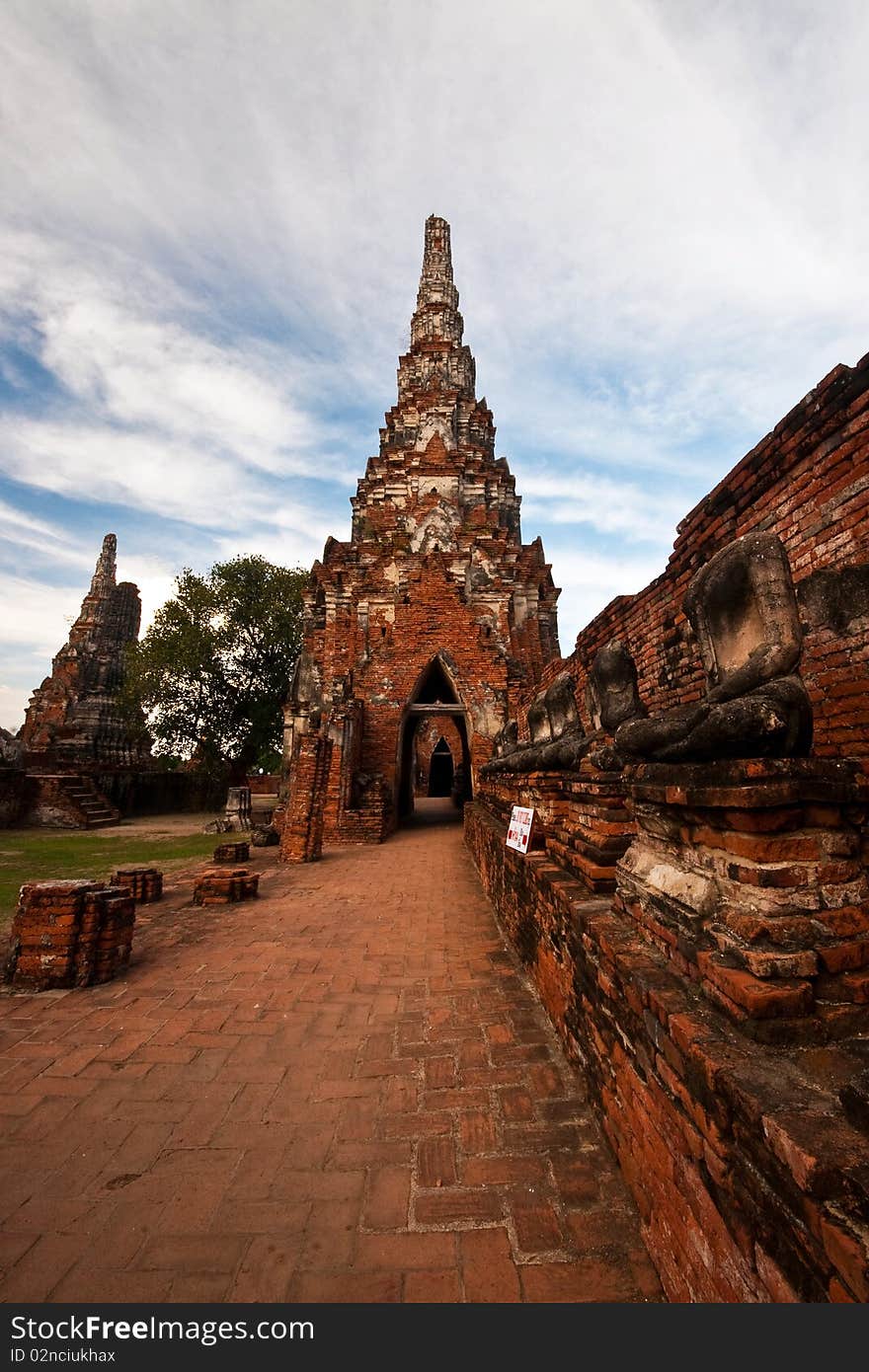 The ruin temple of ancient place in Thailand, Ayutthaya