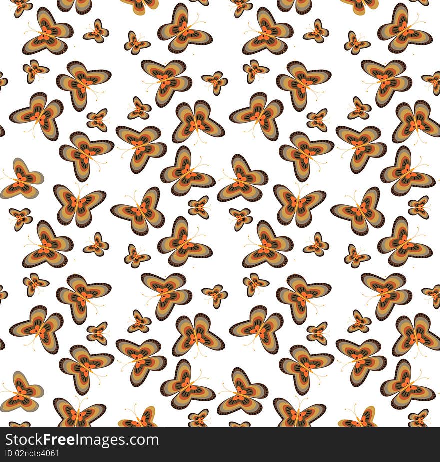 Chocolate butterflies on a white background. Vector illustration