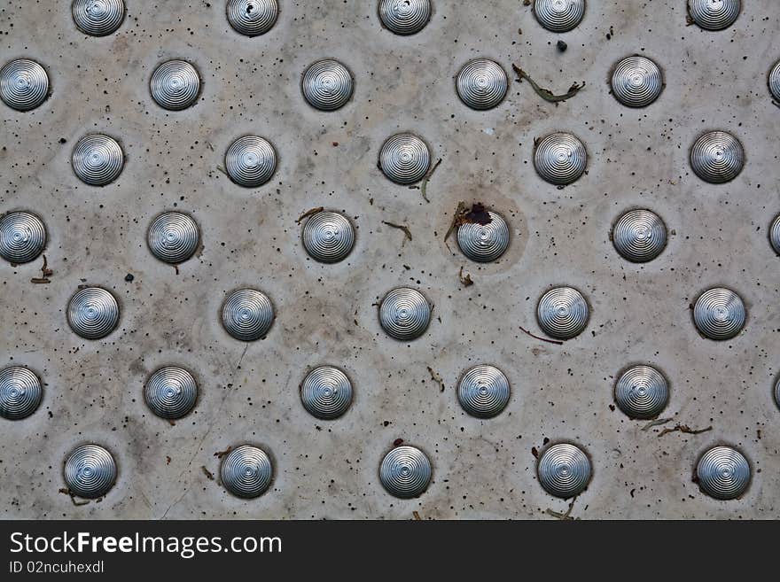 A texture on the steel cover looking in the top view