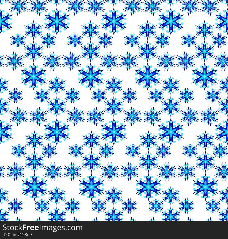 Blue snowflakes on white background. Vector illustration