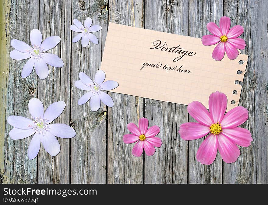 Vintage paper over wood background