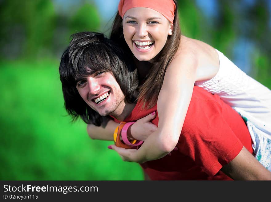 Smiling girl and boy