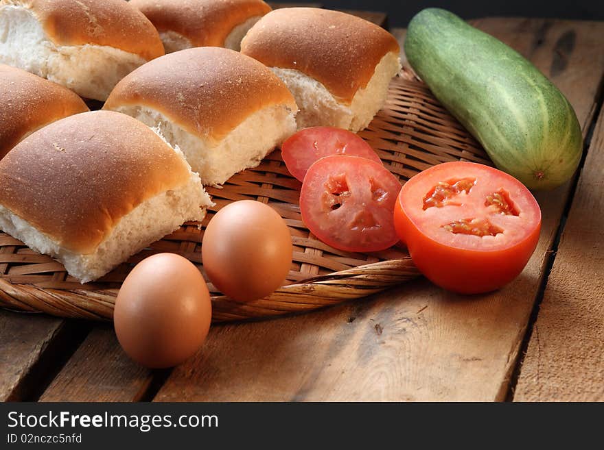 Warmly baked breads in a basket