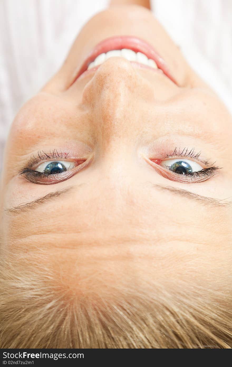 Caucasian woman portrait close up blond