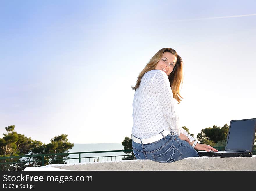 Business woman working on computer