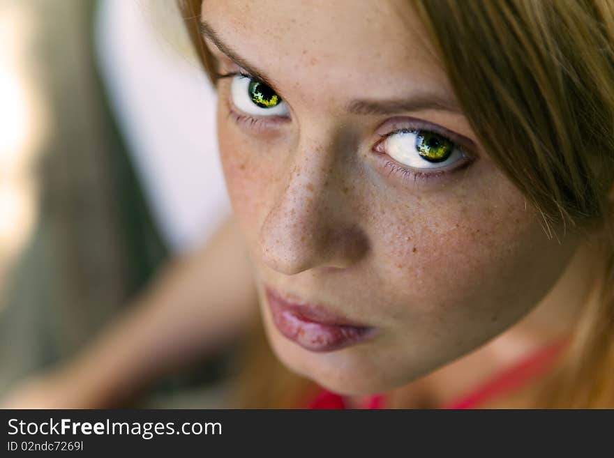 Portrait of a beautiful redhead girl