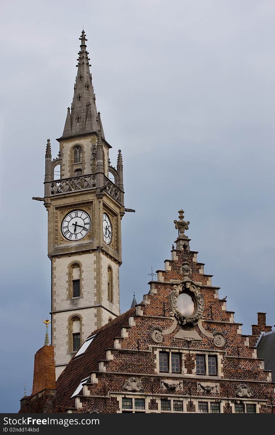 Clock Tower In Gent.