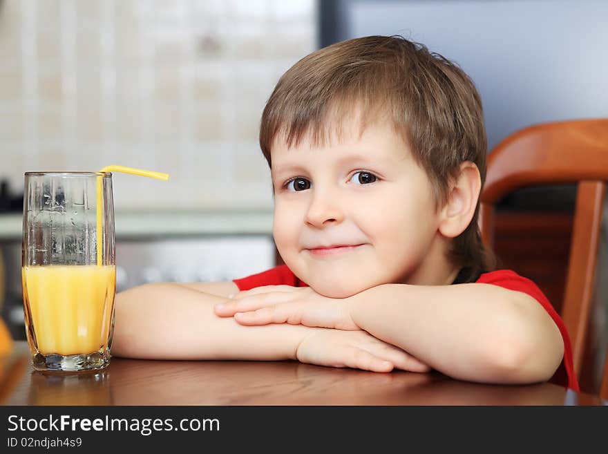 Cute boy with juice