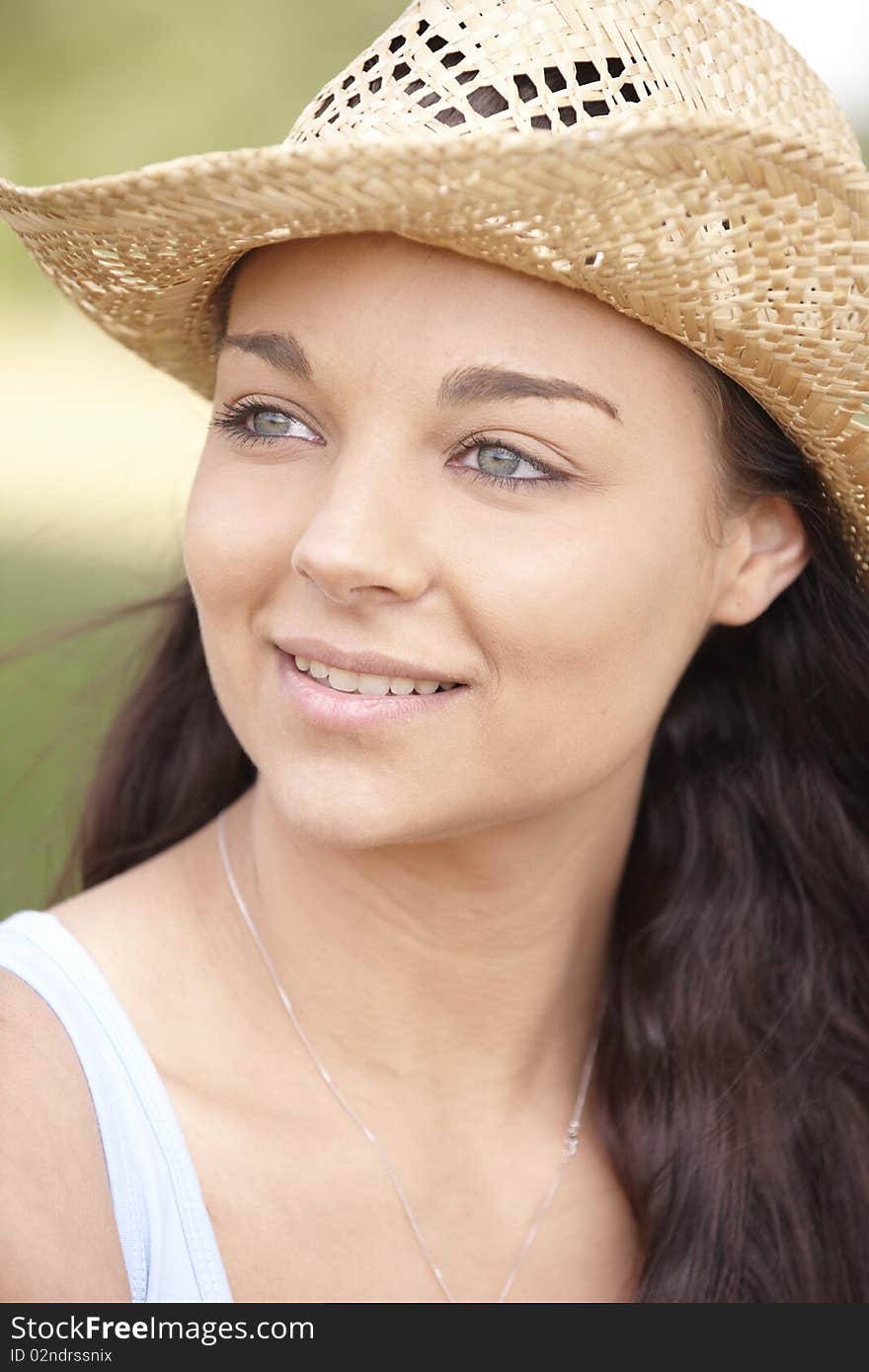 Girl Wearing Summer Hat