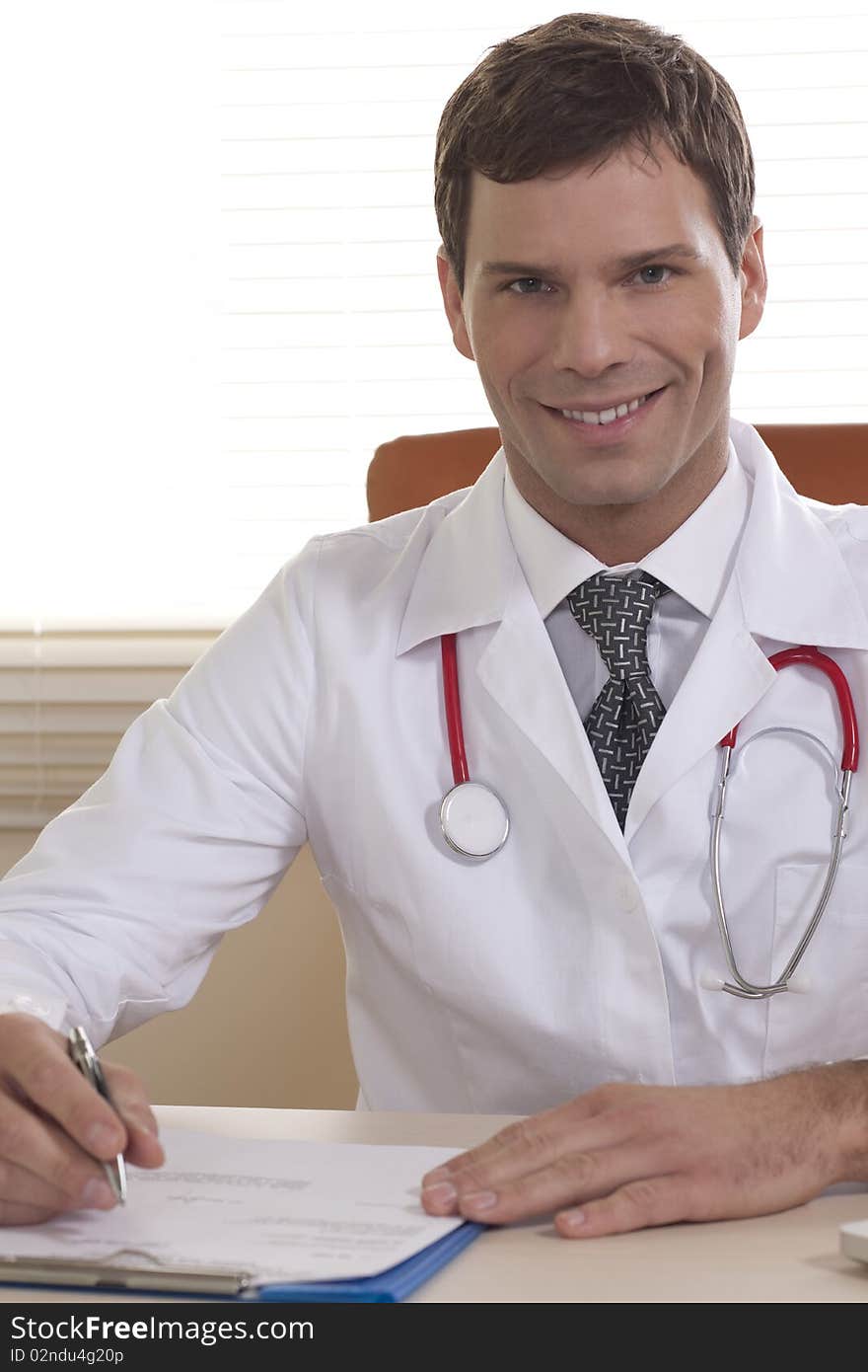 Portrait of a male doctor in his office