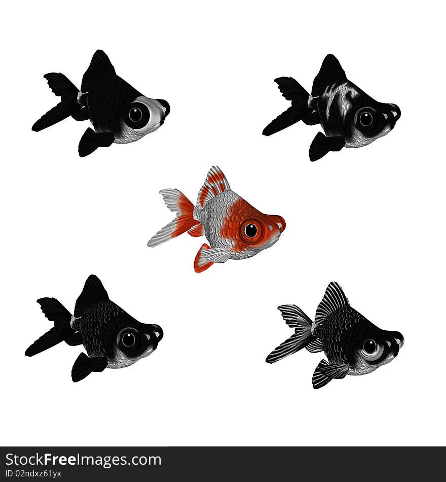 3d Cartoon Goldfish Set 2