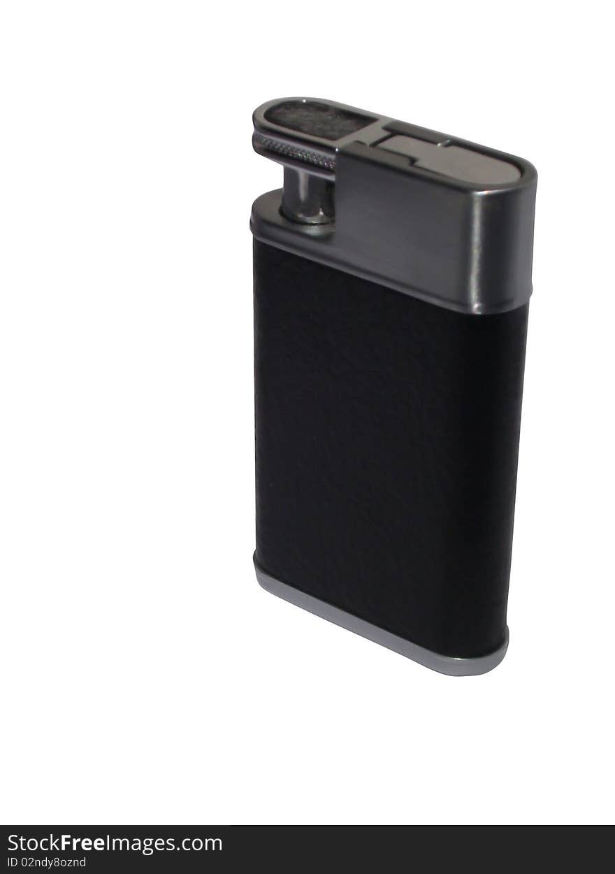 Cigarette-lighter coverring black skin on white background