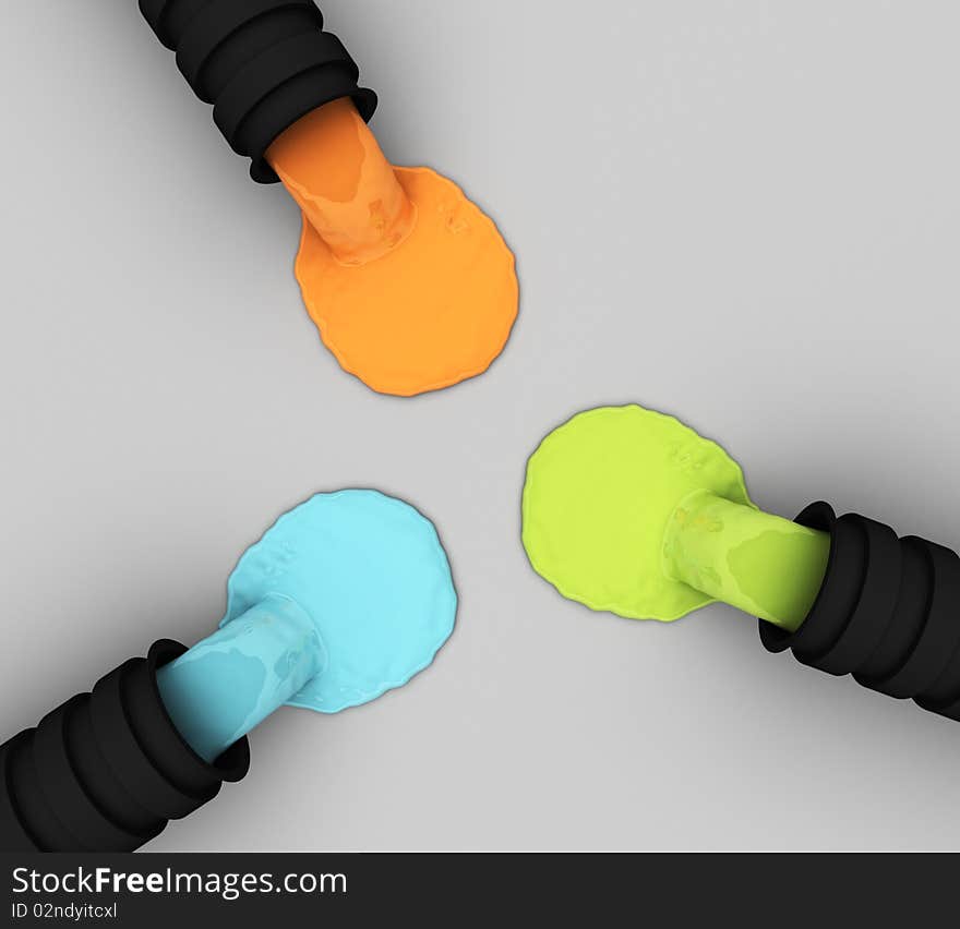 3D Render of pipes with flowing liquid from them. 3D Render of pipes with flowing liquid from them