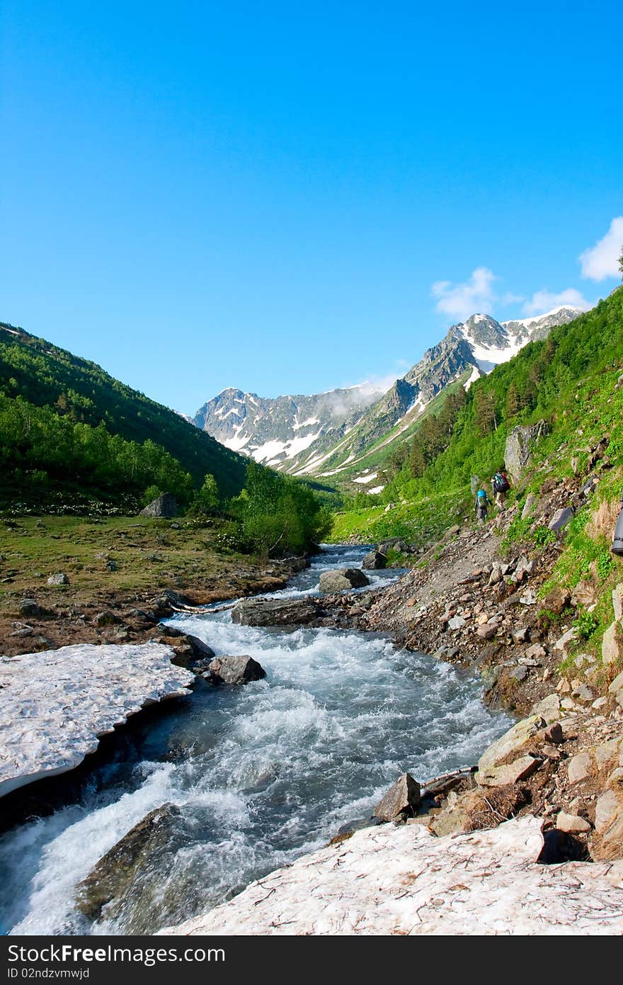 River in spring season in mountains